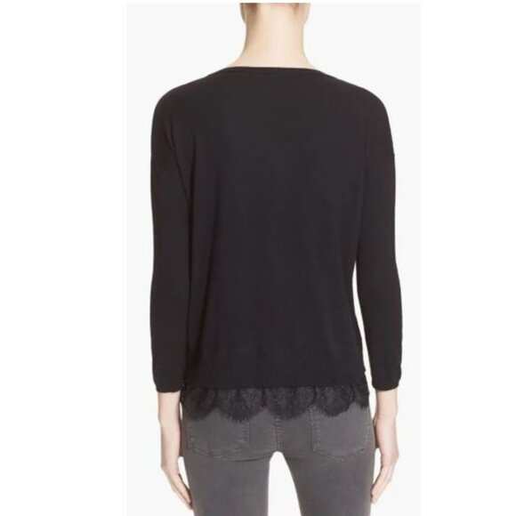 JOIE, Hilano black cashmere blend classic lace trim sweater - Picture 5 of 13